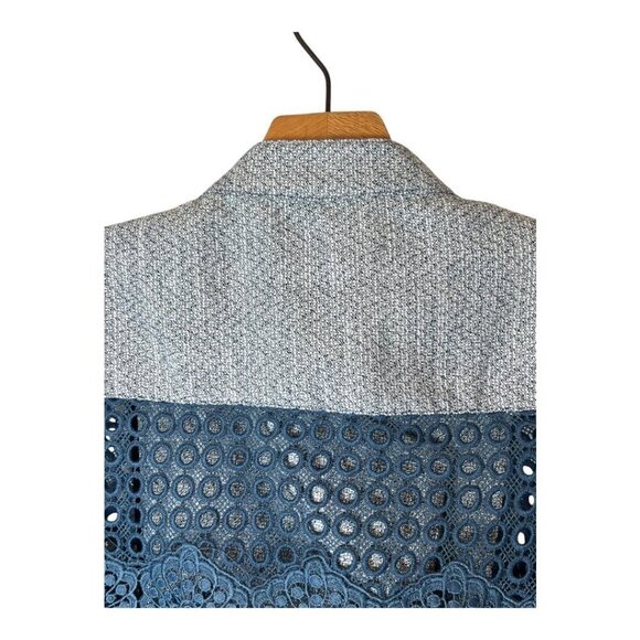 Chelsea And Walker Jacket Women‎ 4 Blue Crochet Lace Mario Denim Jacket Preppy - Picture 6 of 11